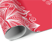 Red White Snowflake Mandala Art Pattern Weihnachte Geschenkpapier (Rolleneckpunkt)