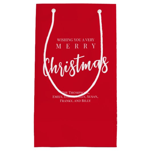 Red White Snowflake Merry Christmas Custom Kleine Geschenktüte (Vorderseite)