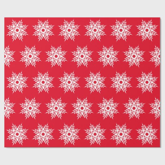 Red White Snowflake Muster Geschenkpapier (Flach)