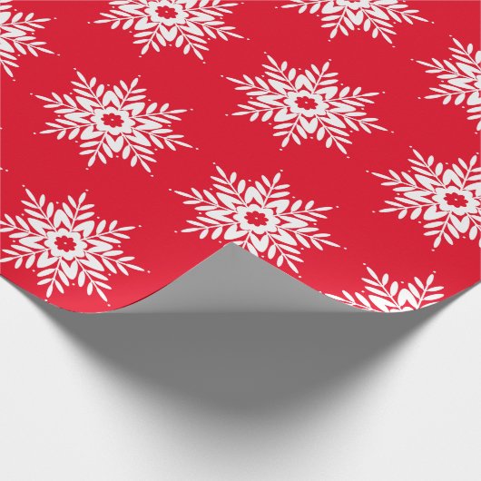 Red White Snowflake Muster Geschenkpapier (Ecke)