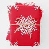 Red White Snowflake Muster Geschenkpapier Set (Beispiel)
