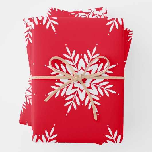 Red White Snowflake Muster Geschenkpapier Set (Beispiel)