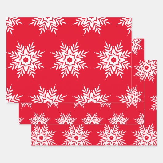 Red White Snowflake Muster Geschenkpapier Set (Set)
