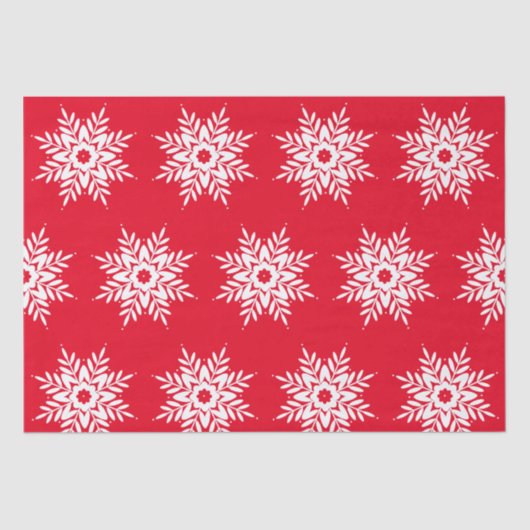 Red White Snowflake Muster Seidenpapier (Vorderseite)