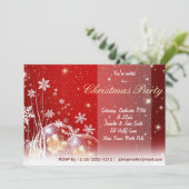 Red & White Snowflake Ornament Weihnachten Party Einladung (Stehend Vorderseite)