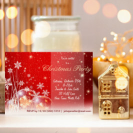 Red & White Snowflake Ornament Weihnachten Party Einladung