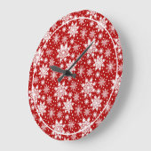 Red & White Snowflake Weihnachten Klassisches Must Große Wanduhr (Winkel)