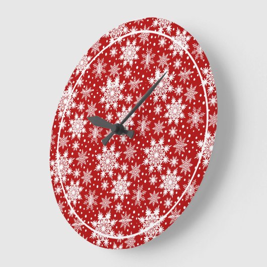Red & White Snowflake Weihnachten Klassisches Must Große Wanduhr (Winkel)