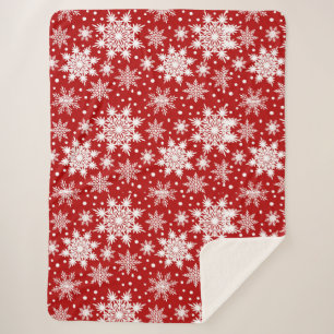 Red & White Snowflake Weihnachten Klassisches Must Sherpadecke