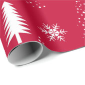 Red White Snowflake Weihnachtsbaumen Wrapping Pape Geschenkpapier (Rolleneckpunkt)