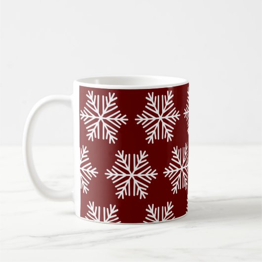 Red White Snowflake Weihnachtsmuster Kaffeemaschin Kaffeetasse (Links)