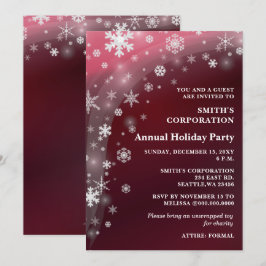 Red White Snowflakes Corporate Holiday Party Einladung
