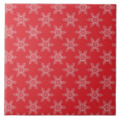 Red White Snowflakes Fliese (Vorderseite)