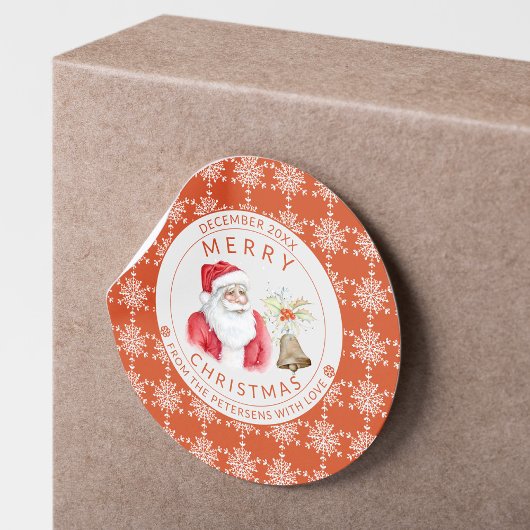 Red White Snowflakes Frohe Weihnachten Weihnachten Runder Aufkleber