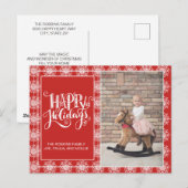 Red White Snowflakes Happy Holidays Weihnachten Postkarte (Vorne/Hinten)