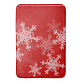 Red White Snowflakes Minimalistisch Weihnachten Badematte (Vorderseite Vertikal)