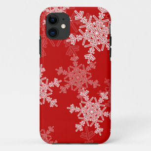 Red White Snowflakes Minimalistisch Weihnachten iPhone 11 Hülle