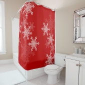 Red White Snowflakes Minimalistisch Weihnachten Duschvorhang (Beispiel)