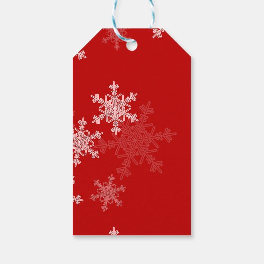 Red White Snowflakes Minimalistisch Weihnachten Geschenkanhänger (Rückseite)