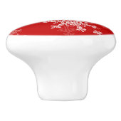 Red White Snowflakes Minimalistisch Weihnachten Keramikknauf (Seitenansicht)