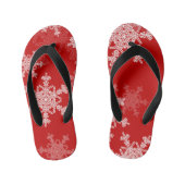 Red White Snowflakes Minimalistisch Weihnachten Kinderbadesandalen (Fußbett)