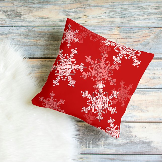 Red White Snowflakes Minimalistisch Weihnachten Kissen (Von Creator hochgeladen)