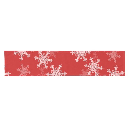 Red White Snowflakes Minimalistisch Weihnachten Kurzer Tischläufer (Horizontal)