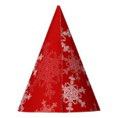 Red White Snowflakes Minimalistisch Weihnachten Partyhütchen (Rückseite)