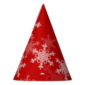 Red White Snowflakes Minimalistisch Weihnachten Partyhütchen (Links)