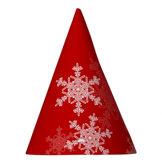 Red White Snowflakes Minimalistisch Weihnachten Partyhütchen (Rechts)