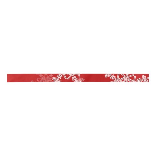 Red White Snowflakes Minimalistisch Weihnachten Satinband (Vorderseite)