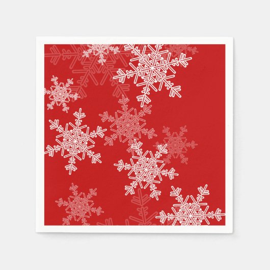 Red White Snowflakes Minimalistisch Weihnachten Serviette (Vorderseite)