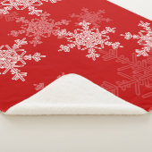 Red White Snowflakes Minimalistisch Weihnachten Sherpadecke (3/4)