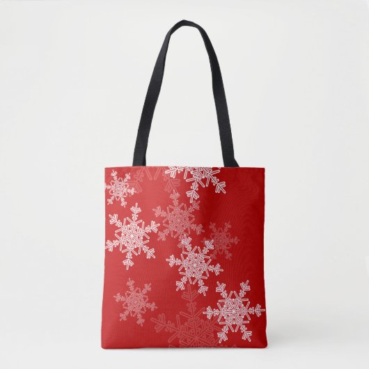 Red White Snowflakes Minimalistisch Weihnachten Tasche (Vorderseite)