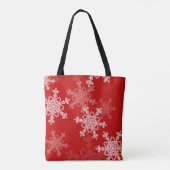 Red White Snowflakes Minimalistisch Weihnachten Tasche (Rückseite)