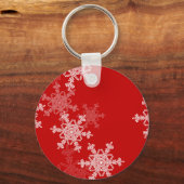 Red White Snowflakes Minimalistischer Weihnachtsna Schlüsselanhänger (Rückseite)