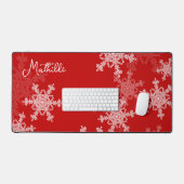 Red White Snowflakes Minimalistischer Weihnachtsna Schreibtischunterlage (Tastatur & Maus)