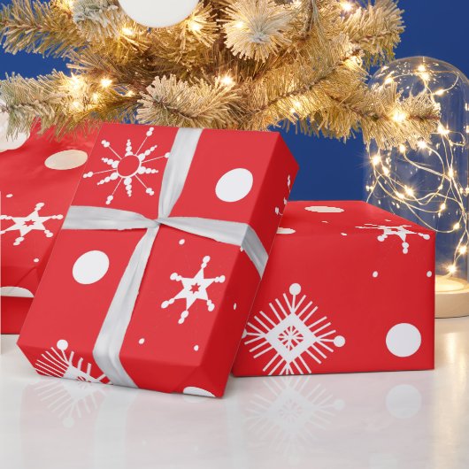 Red White Snowflakes Pattern Geschenkpapier (Feiertage)