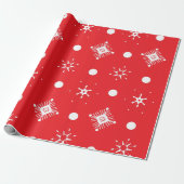 Red White Snowflakes Pattern Geschenkpapier (Ungerollt)