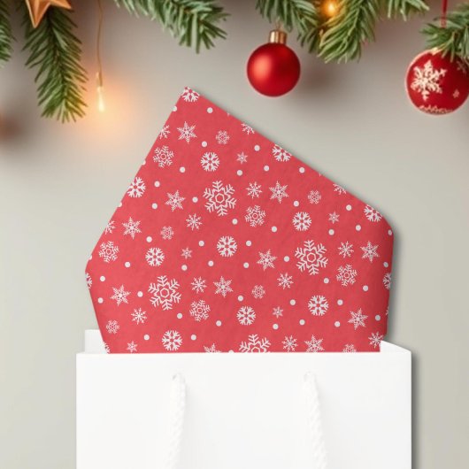 Red White Snowflakes Weihnachten Seidenpapier