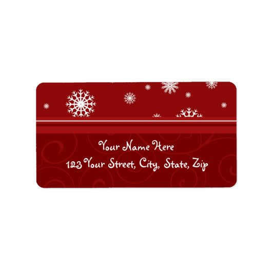 Red White Snowflakes Weihnachtsadressen Labels Adressaufkleber (Vorne)
