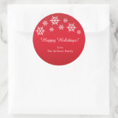 Red & White Snowflakes Weihnachtsaufkleber Runder Aufkleber (Tasche)
