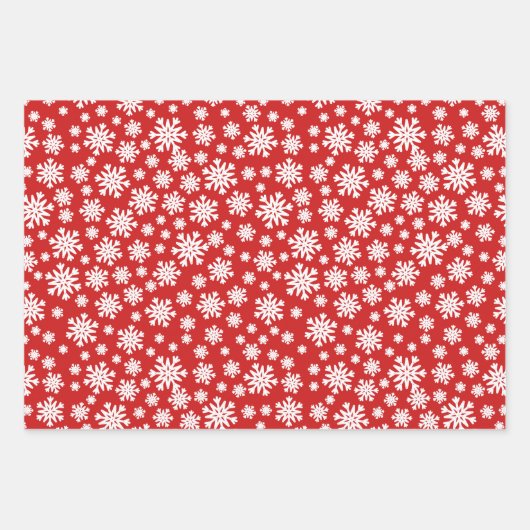 Red White Snowflakes Weihnachtsfeiertag Geschenkpapier Set (Vorderseite 3)