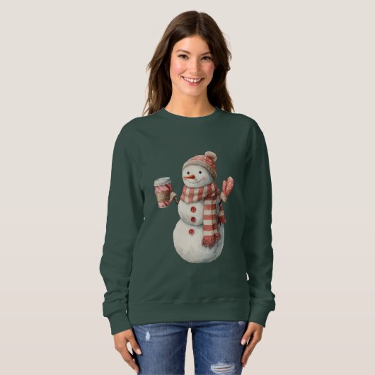 Red White Snowman Christmas Sweatshirt (Vorne ganz)