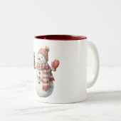Red White Snowman Christmas Zweifarbige Tasse (VorderseiteRechts)