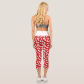 Red & White Snowman mit Snowflake-Muster Capri Leggings (Rückseite)