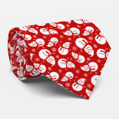 Red & White Snowman mit Snowflake-Muster Krawatte (Gerollt)