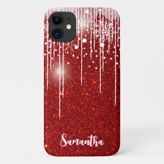 Red White Snowy Driving Snowflake Individuelle Nam Case-Mate iPhone Hülle (Rückseite)
