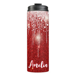 Red White Snowy Driving Snowflake Individuelle Nam Thermosbecher