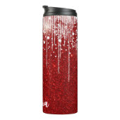 Red White Snowy Driving Snowflake Individuelle Nam Thermosbecher (Nach rechts gedreht)